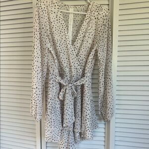 Polka Dot Long Sleeve Wrap Dress